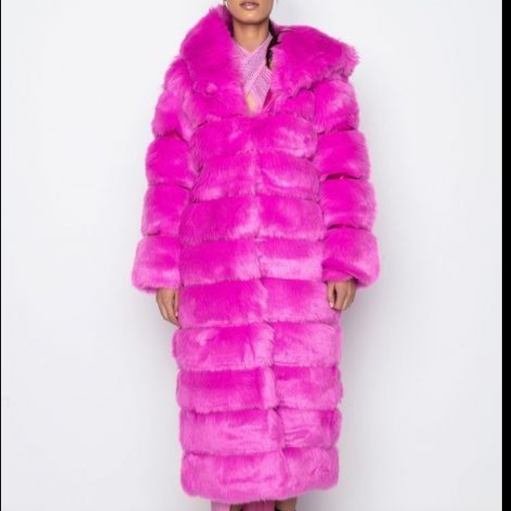 AZALEA WANG FAUX FUR JENNY TRENCH WITH HEADBAND